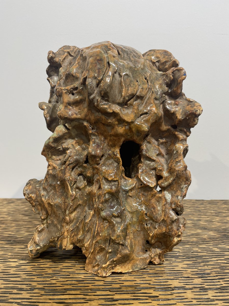Giovanni Leonardi (1876-1956) -Tête de Faune - Céramique émaillée-photo-1