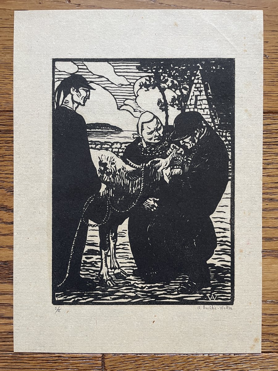 Henri-Hippolyte Amédée-Wetter (1869-1929) -  Bretons au marché-photo-2