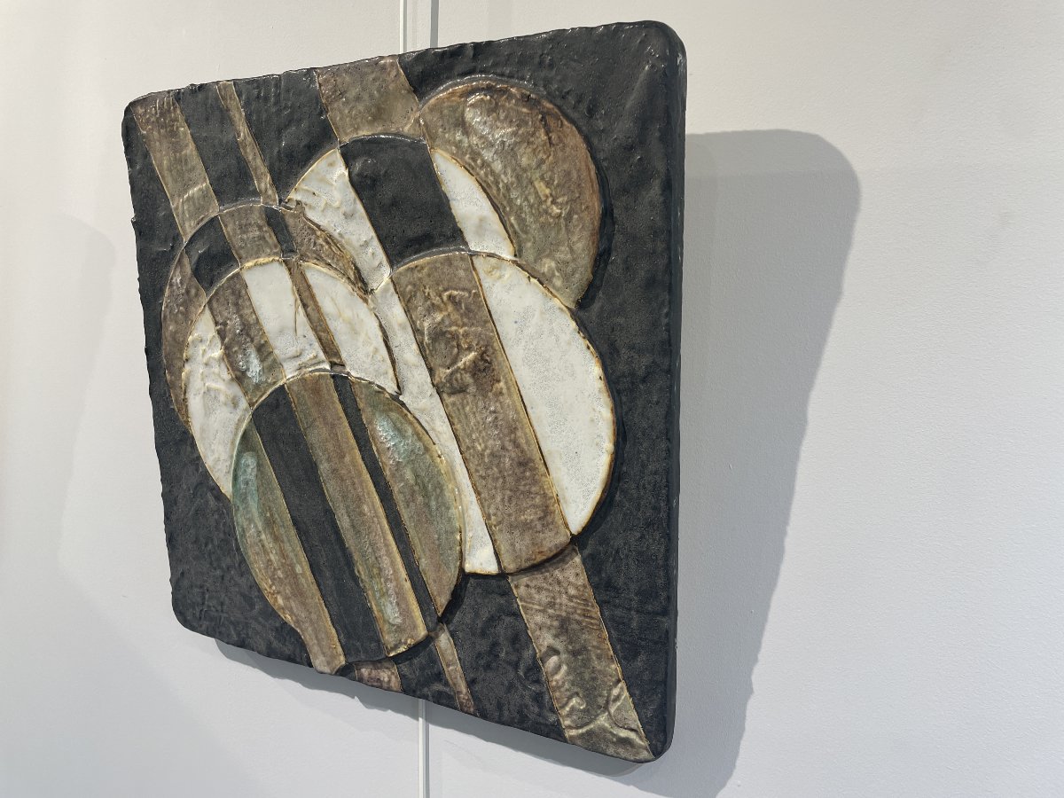 Helmut Schaffenacker (1921–2010) - Ceramic Plaque With Spheres-photo-3