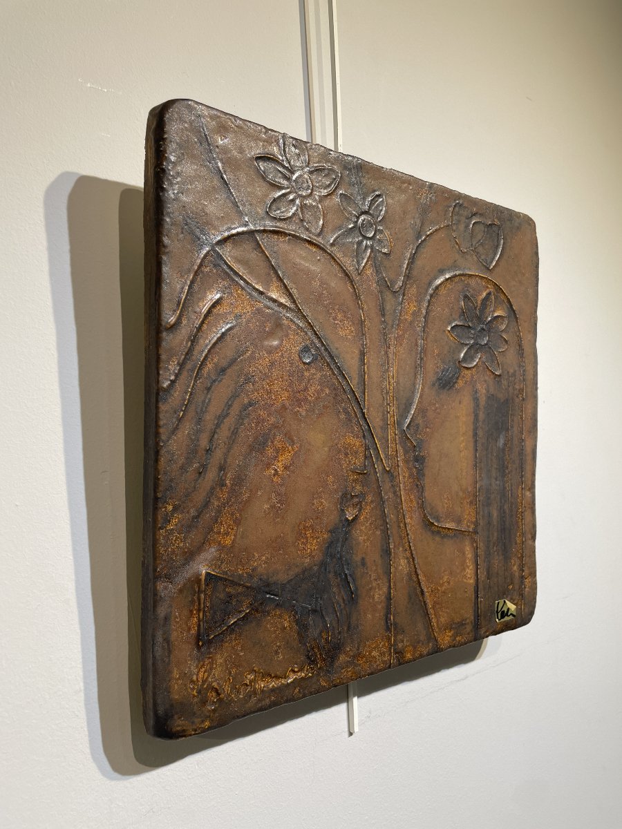 Helmut Schaffenacker (1921–2010) - Ceramic Plaque Depicting A Couple-photo-2