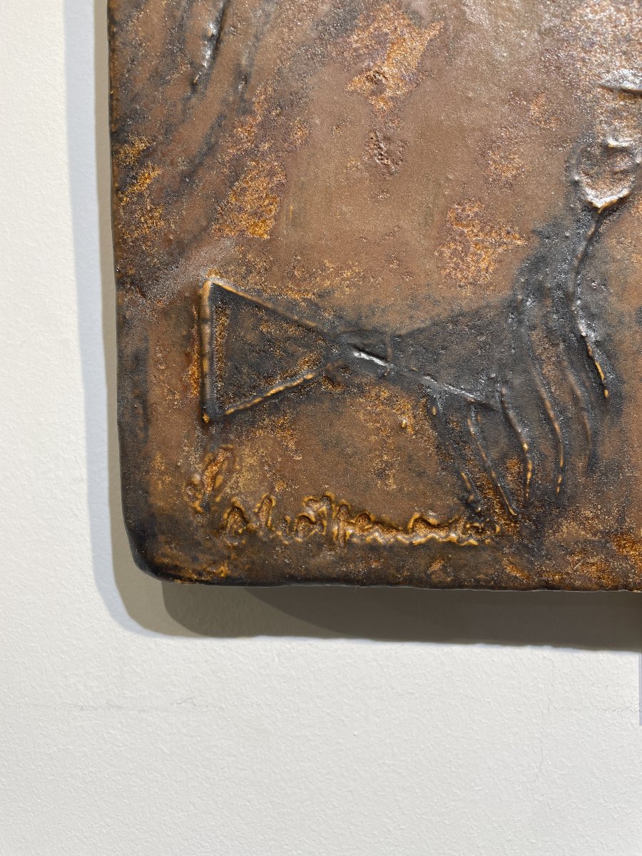 Helmut Schaffenacker (1921–2010) - Ceramic Plaque Depicting A Couple-photo-1