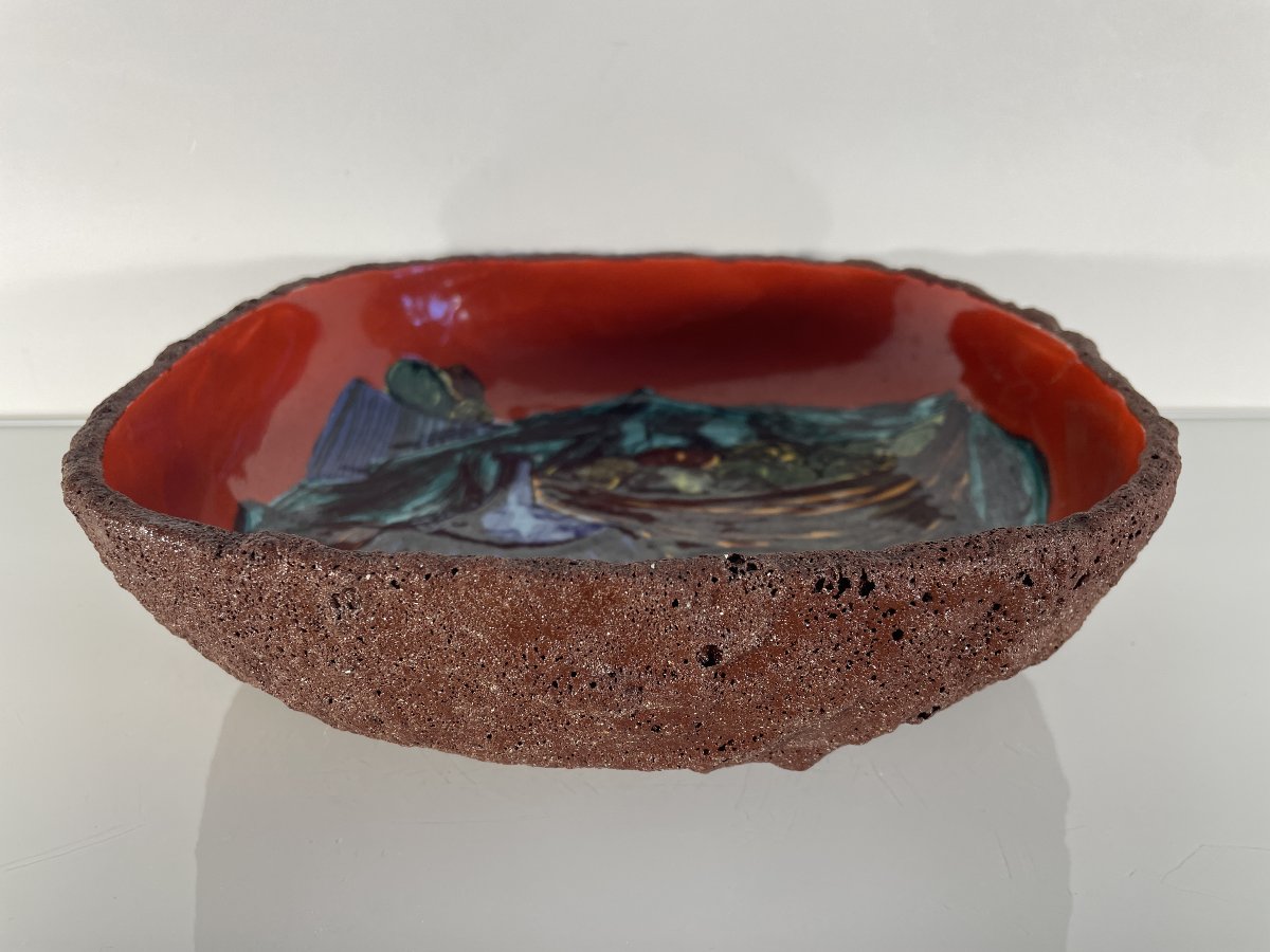 Céramique Italienne - Grande coupe signée L. Guarino-photo-1