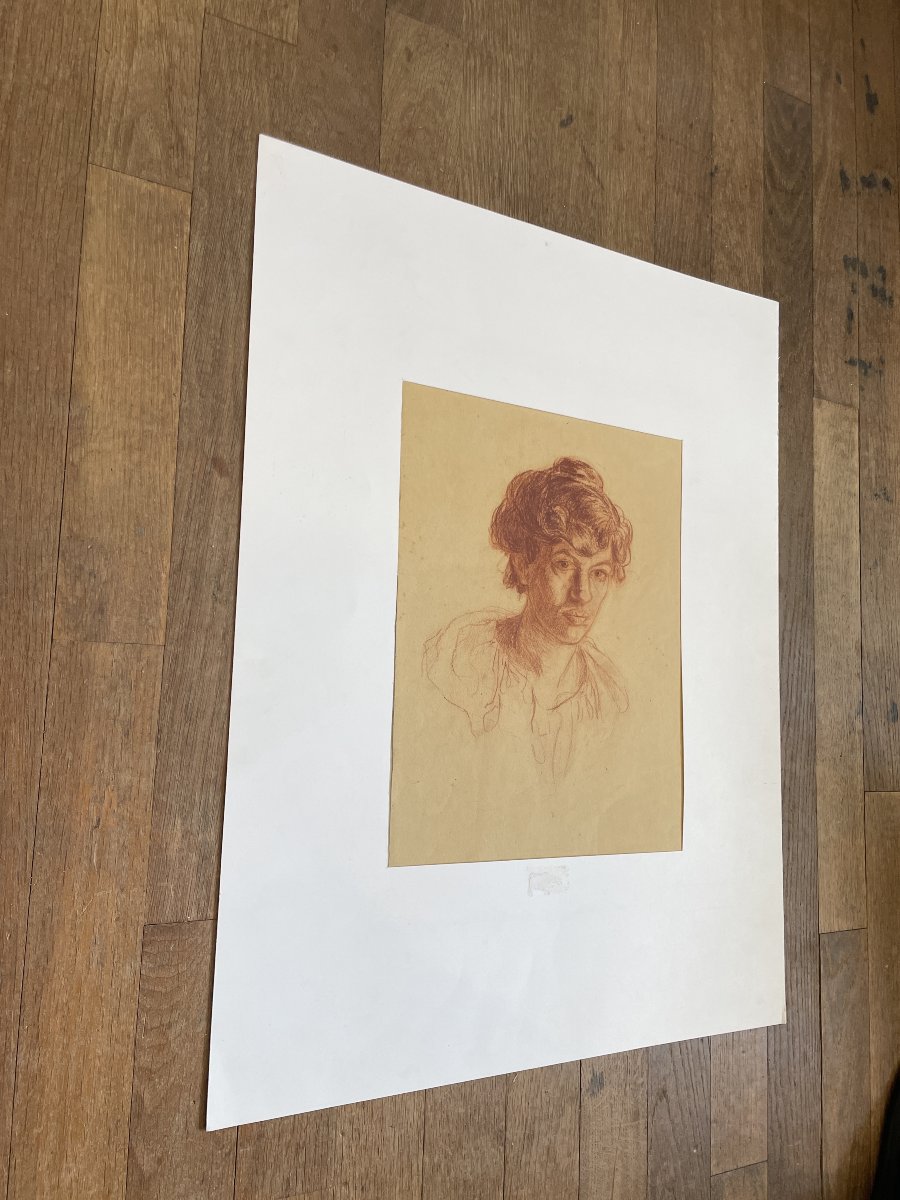 Suzanne Crépin (1880–1956) - Self-portrait - Redchalk-photo-3