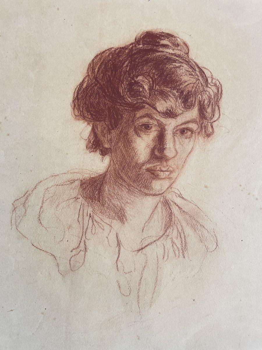 Suzanne Crépin (1880–1956) - Self-portrait - Redchalk