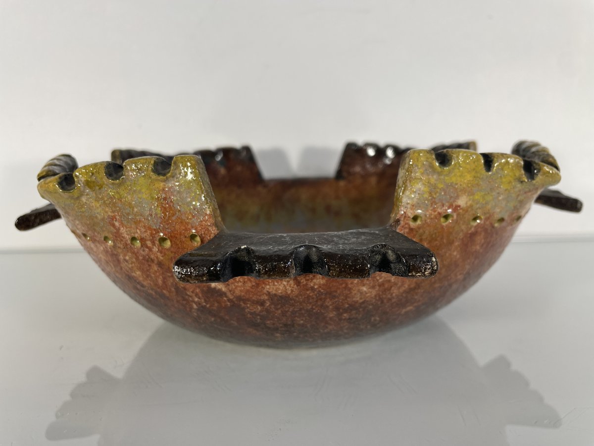 Paul Fouillen  (1899-1958) - Grande coupe à bords mouvementés-photo-4