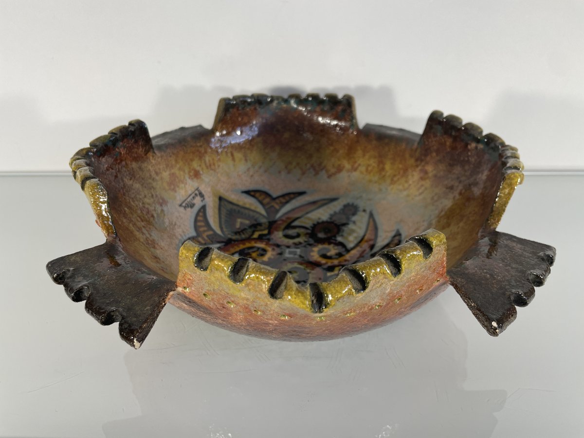 Paul Fouillen  (1899-1958) - Grande coupe à bords mouvementés-photo-3