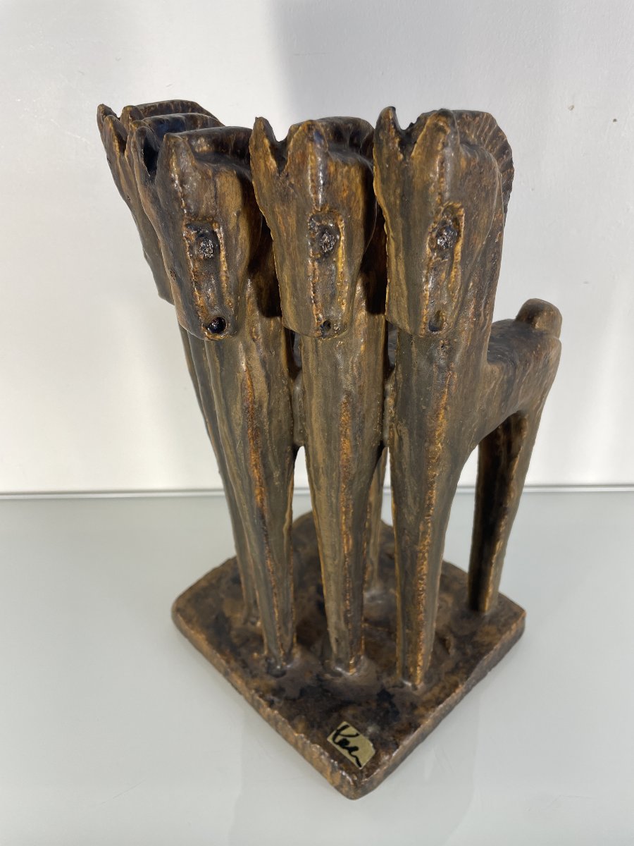 Helmut Schaffenacker (1921–2010) - Sculpture Of Five Horses-photo-2