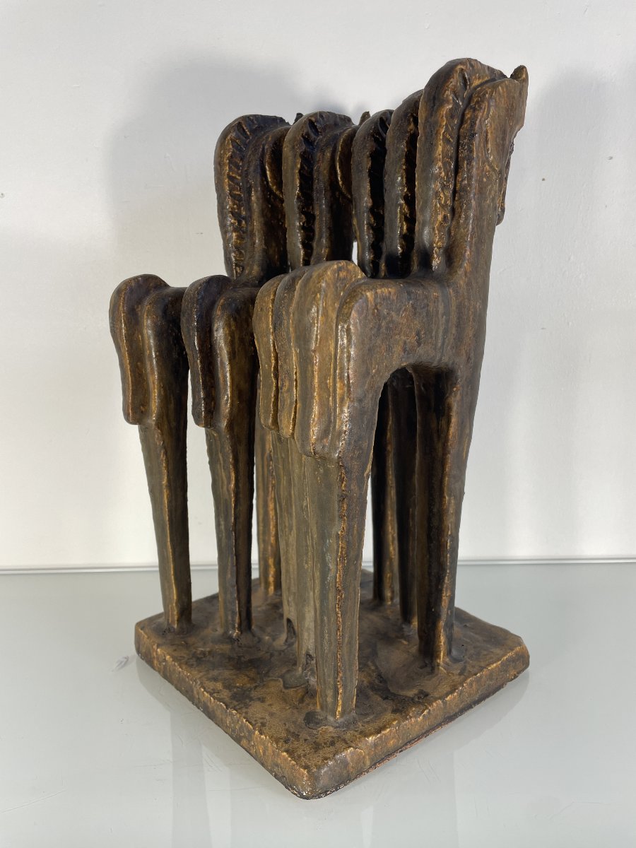 Helmut Schaffenacker (1921–2010) - Sculpture Of Five Horses-photo-5