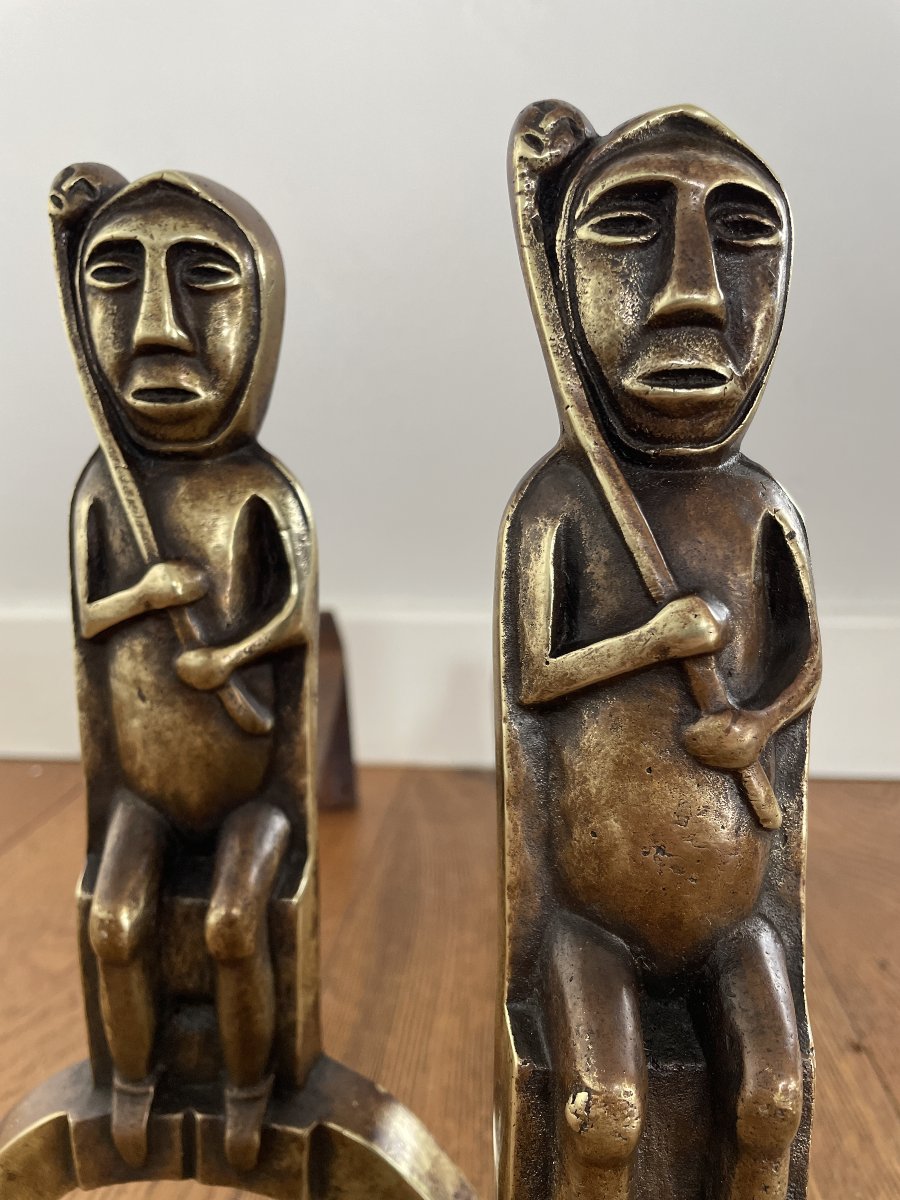 Anton Prinner (1902–1983) - Pair Of Shaman Fire Grates-photo-2