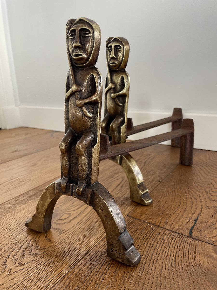 Anton Prinner (1902–1983) - Pair Of Shaman Fire Grates-photo-4
