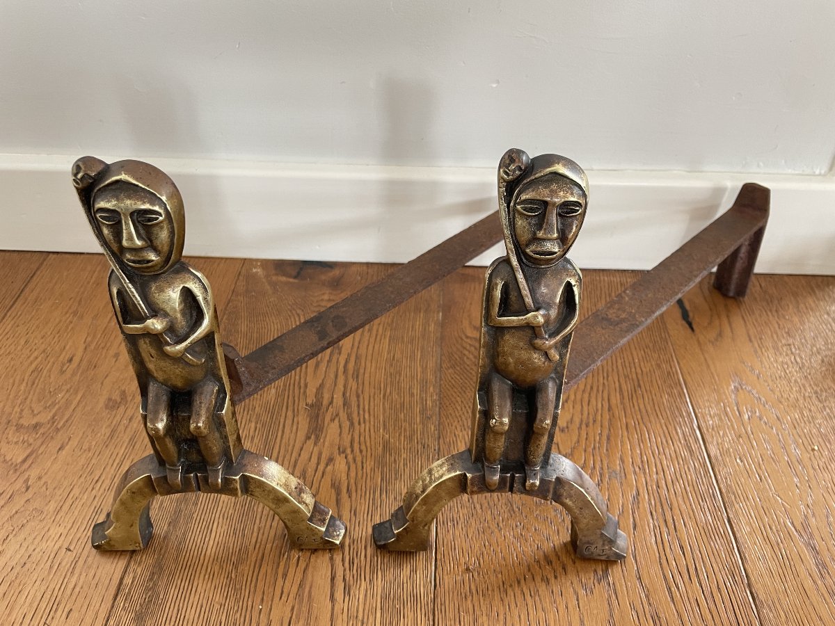 Anton Prinner (1902–1983) - Pair Of Shaman Fire Grates-photo-1