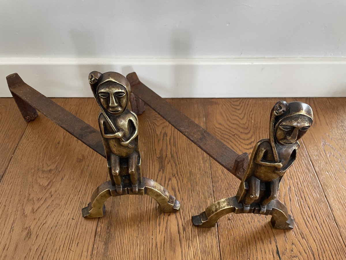 Anton Prinner (1902–1983) - Pair Of Shaman Fire Grates-photo-2