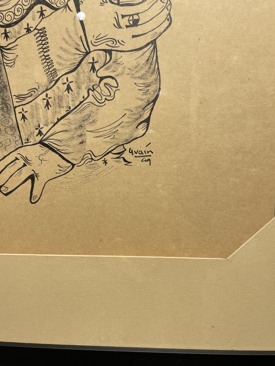 Paul Yvain / Yvin (1919–2007) - Ink On Cardboard-photo-1