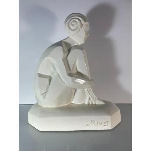 Le Faune - L. Rivet - Faïence  - Art Déco