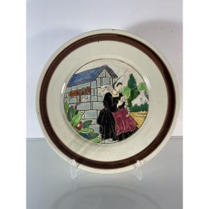 Georges RENAUD (1901-1994) - Grand plat à la bretonne - HB Quimper 