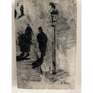 James ENSOR (1860-1949) - Rue animée
