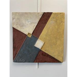 Helmut Schaffenacker (1921-2010) - Plaque murale à décor suprématiste