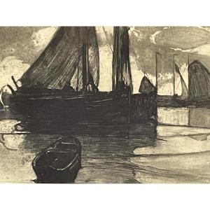 Paul-auguste Masui (1888-1981) - Departure For Fishing