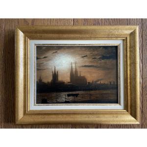 Oil On Panel - Germany, Late 19th Century - Cologne At Night