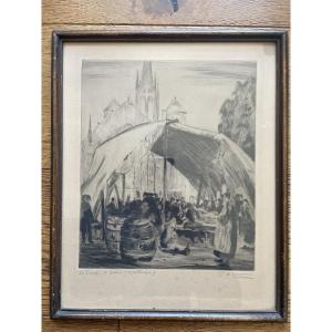 Masui Paul-Auguste (1888-1981) -Scènes Bretonnes: la tente à cidre