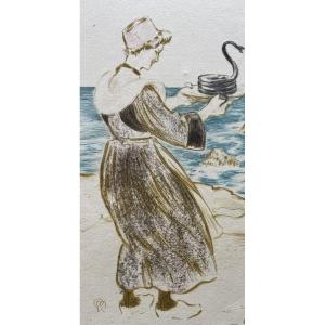 Emile Malo-renault (1870-1938) - The Breton Woman With The Snake