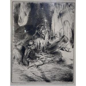 Adolphe Marie Beaufrère (1876-1960) - Le Conteur aveugle - 1929 - Orientalisme