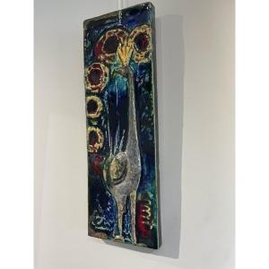 Helmut Schaffenacker (1921-2010) - Grande plaque murale au Paon