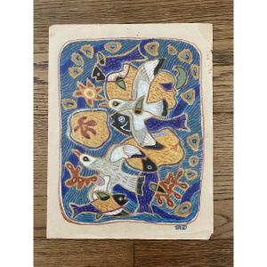 Michel Debiève (1931-2021) - Mouettes et Poissons