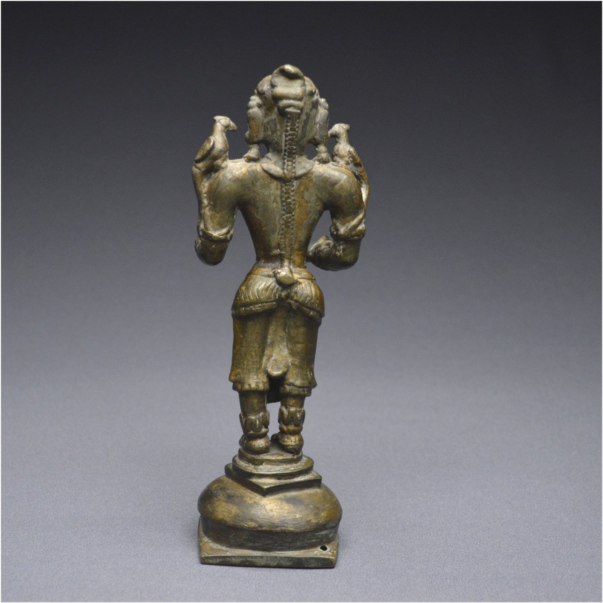 India, 19th Century, Bronze Ceremonial Oil Lamp Depicting Lakshmi-photo-4