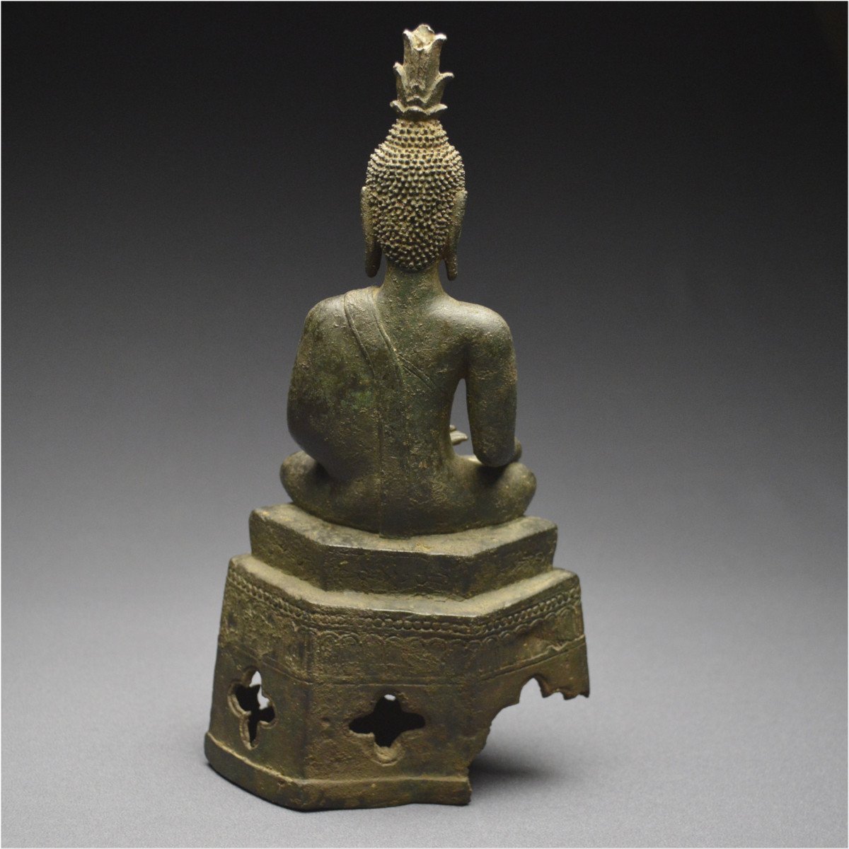 Laos, 17th - 18th Century, Maravijaya Buddha In Bronze With Dark Patina-photo-4