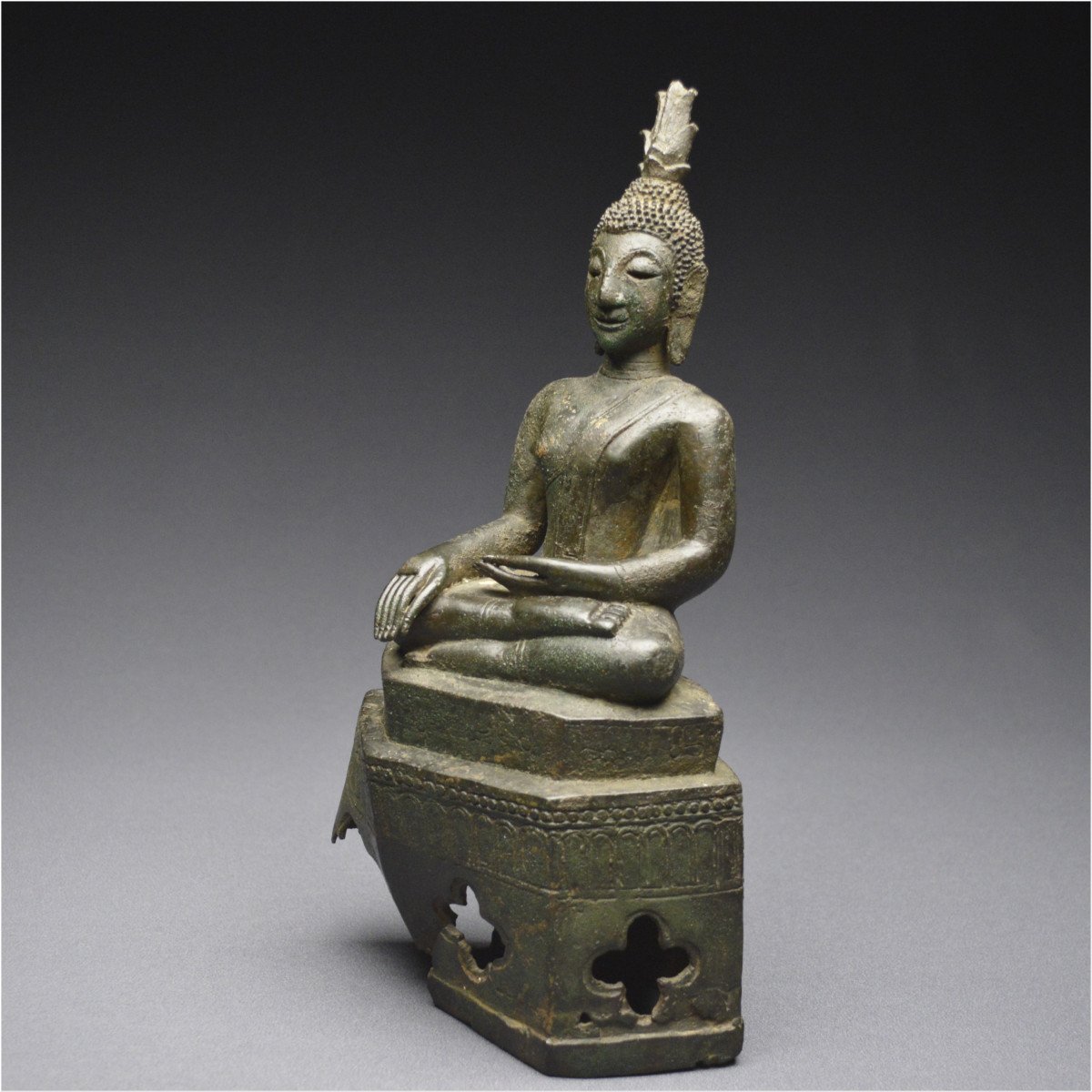 Laos, 17th - 18th Century, Maravijaya Buddha In Bronze With Dark Patina-photo-3