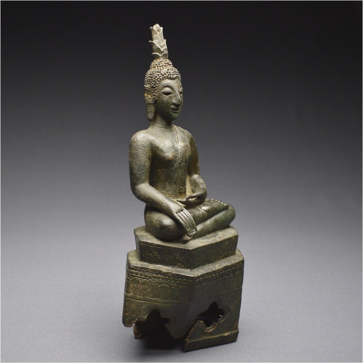 Laos, 17th - 18th Century, Maravijaya Buddha In Bronze With Dark Patina-photo-2
