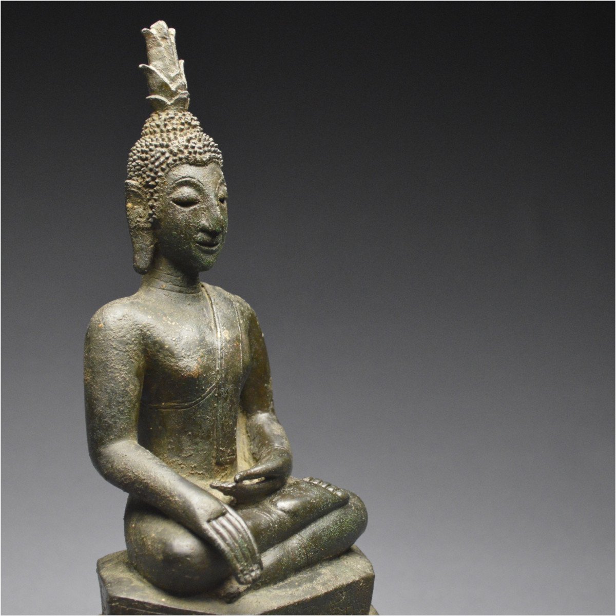 Laos, 17th - 18th Century, Maravijaya Buddha In Bronze With Dark Patina-photo-3