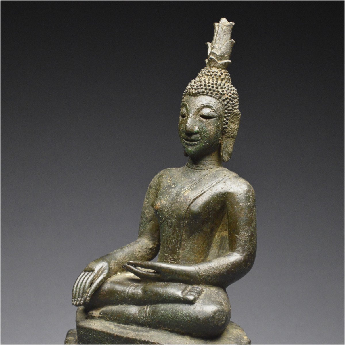 Laos, 17th - 18th Century, Maravijaya Buddha In Bronze With Dark Patina-photo-4