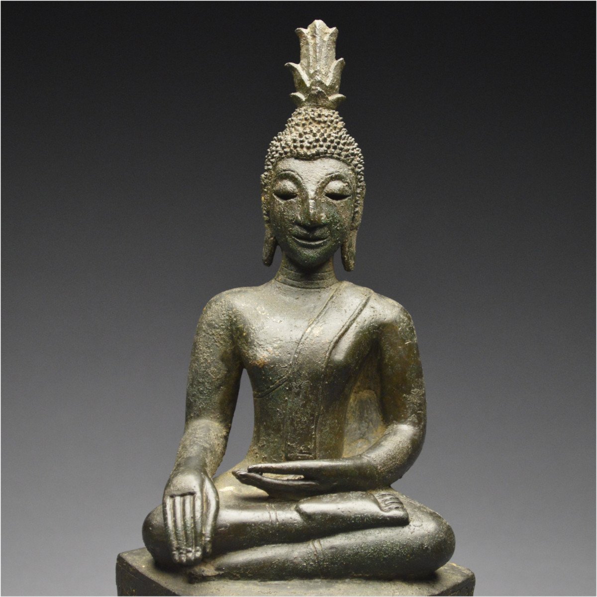 Laos, 17th - 18th Century, Maravijaya Buddha In Bronze With Dark Patina-photo-5