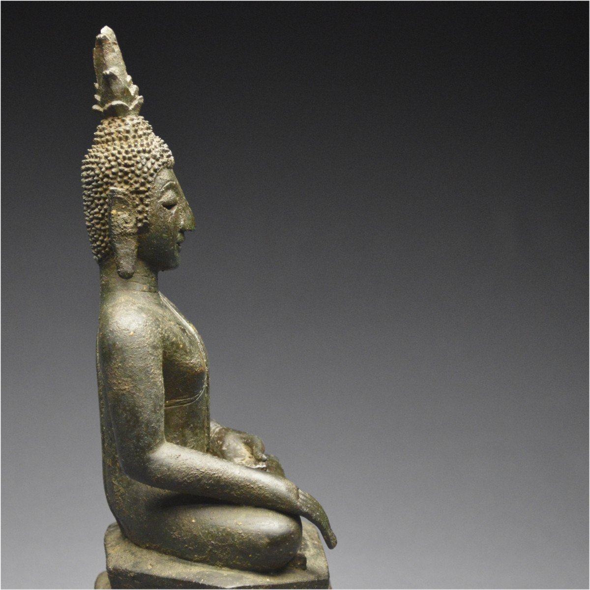 Laos, 17th - 18th Century, Maravijaya Buddha In Bronze With Dark Patina-photo-6