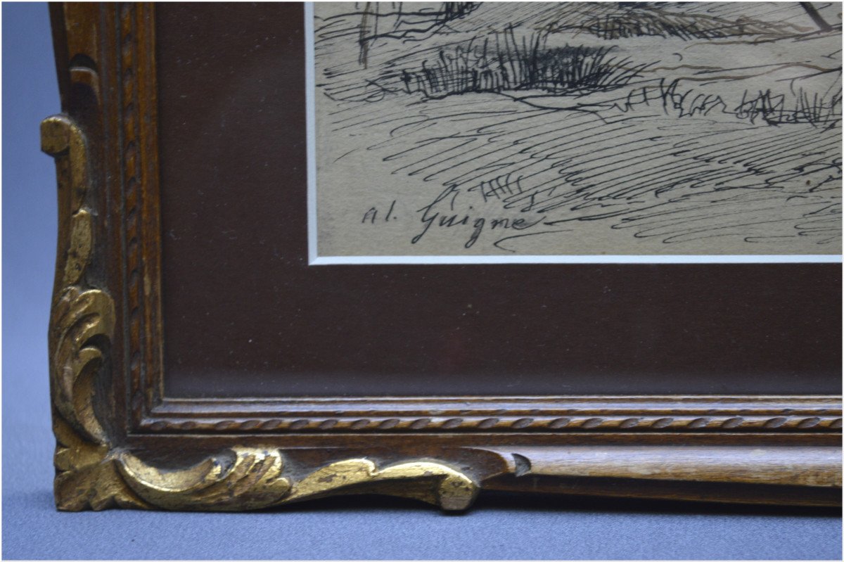 French School, Late 19th - Early 20th Century, Lavis And Ink On Paper, Signed Al Guigne (1839-1920)-photo-3