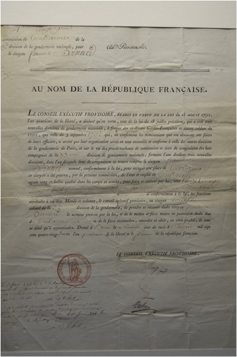 Révolution Française, Document du Conseil Exécutif Provisoire de Paris, Daté du 9 janvier 1793 -photo-2