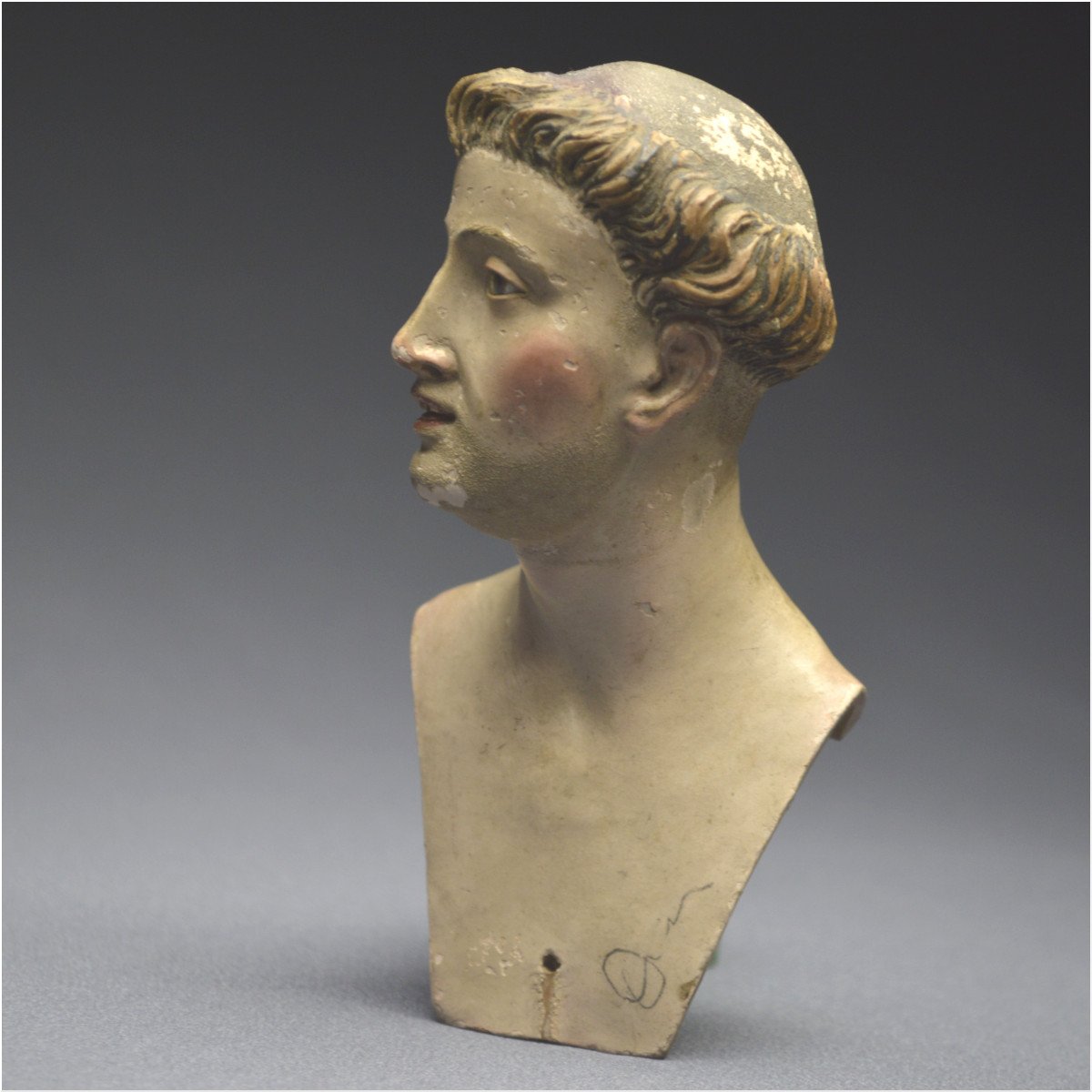 Italie, Ville de Naples, XIXème siècle, Buste de Saint Antoine en terre cuite polychrome-photo-6