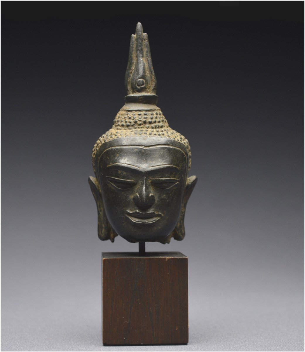 Kingdom Of Siam, 14th - 15th Century, U-thong Style, Small Bronze Buddha Head