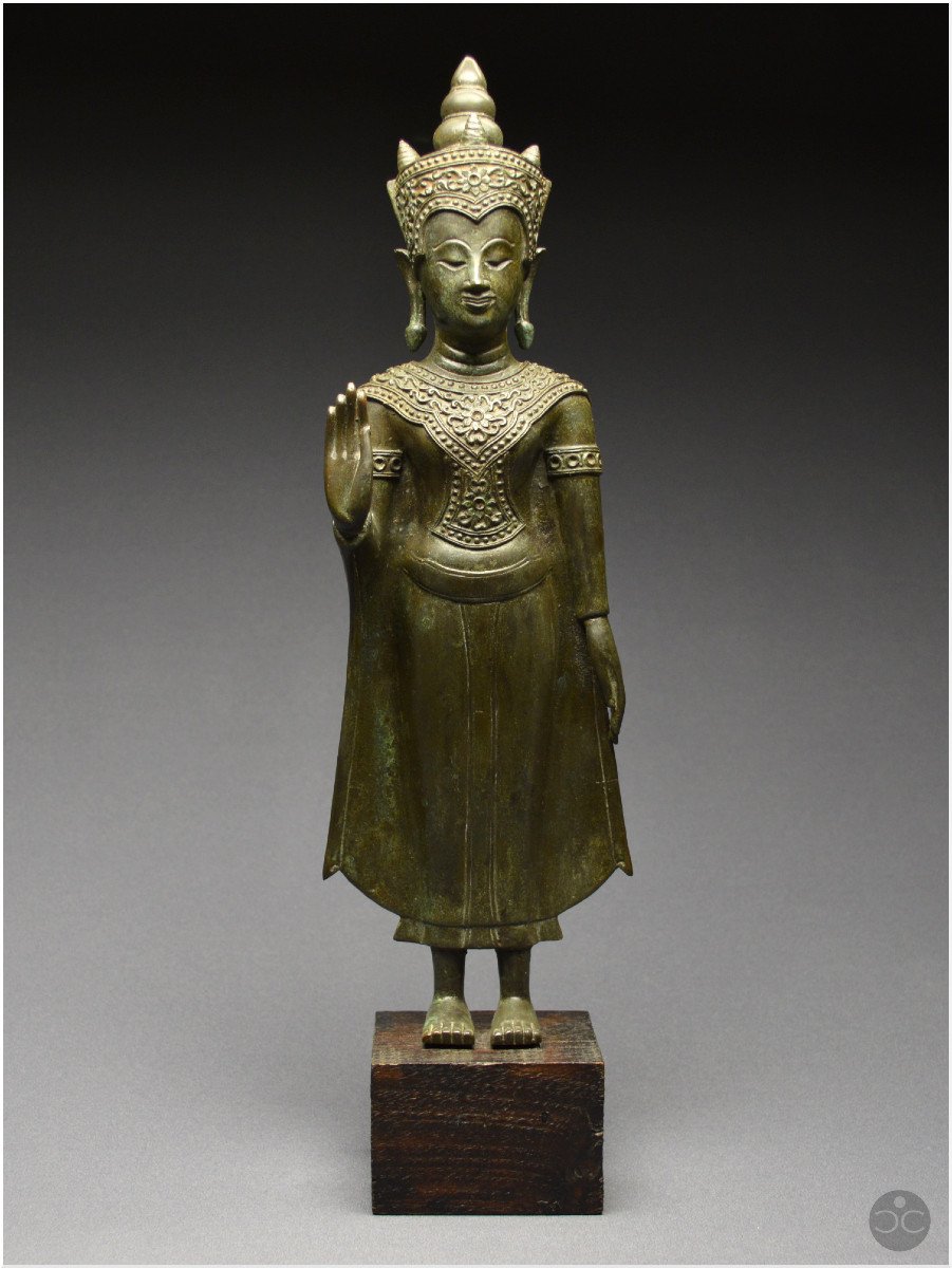 Ancient Kingdom Of Siam, 19th Century, Bronze Buddha In Position Of Absence Of Fear-photo-2