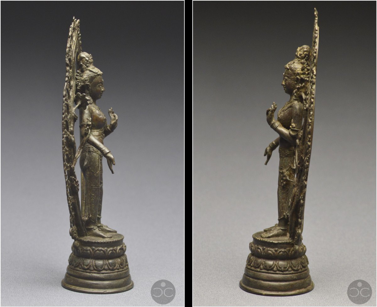 Western Tibet, 16th Century, Representation Of White Tara, Bronze And Silver Inlays-photo-2