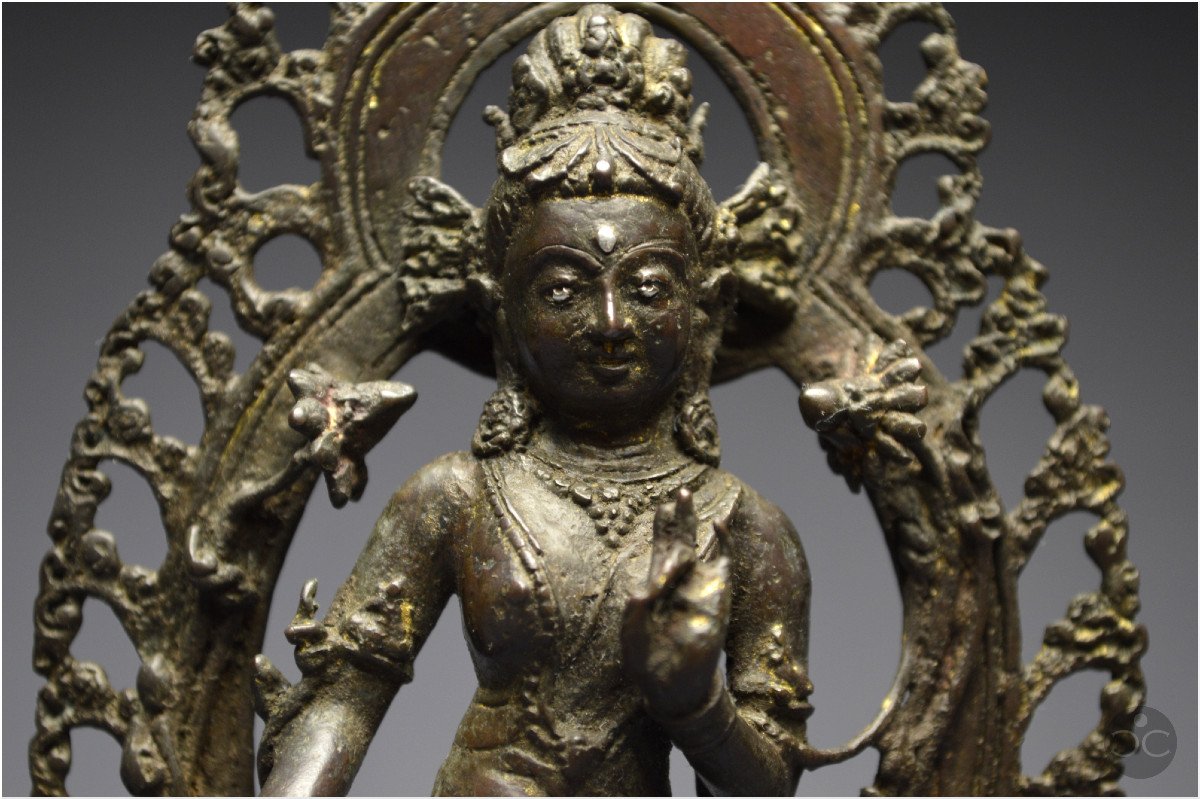 Western Tibet, 16th Century, Representation Of White Tara, Bronze And Silver Inlays-photo-7