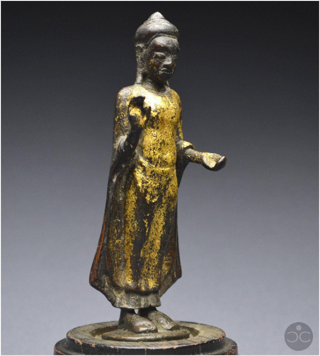 Cambodge, Ancien Royaume khmer, XIIème-XIIIème siècle, Bouddha en bronze en position vitarka mudra-photo-3