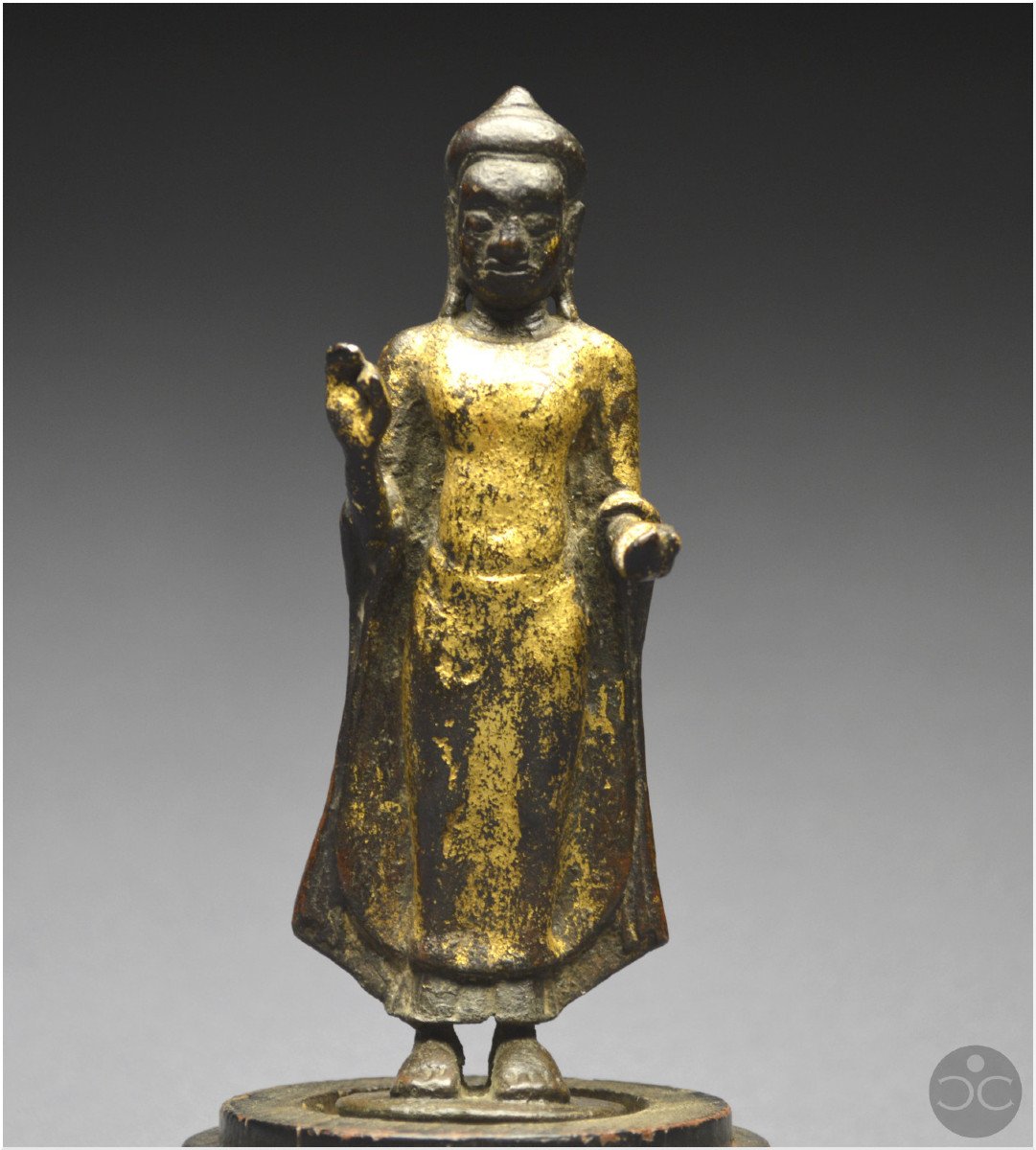 Cambodge, Ancien Royaume khmer, XIIème-XIIIème siècle, Bouddha en bronze en position vitarka mudra-photo-4
