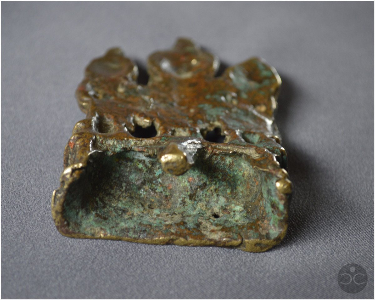 Tibet occidental, Période Médiévale, Xème-XIIème siècle, Bouddha entouré de bodhisattvas, Alliage cuivreux et incrustations d'argent-photo-8