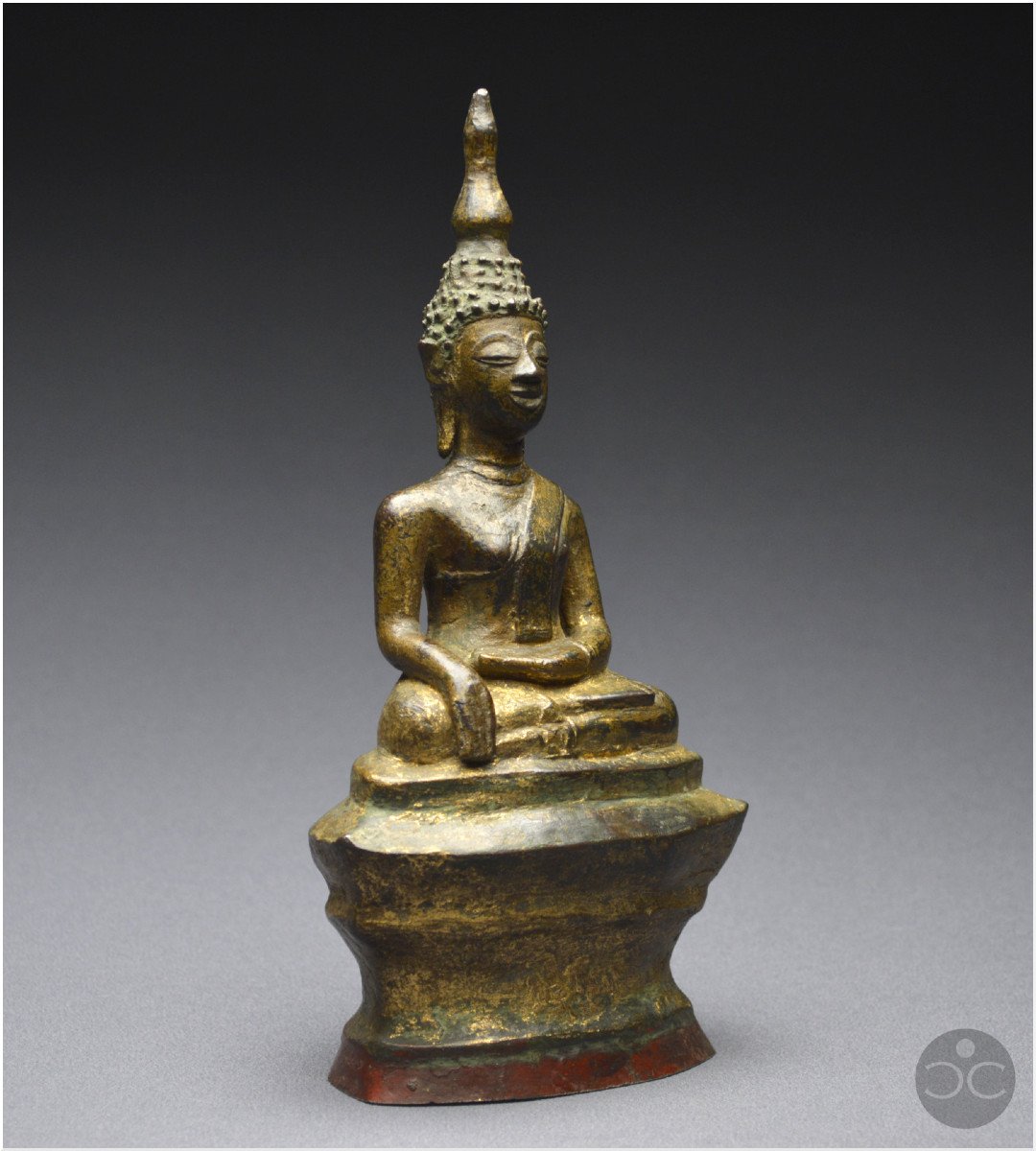 Laos, XVIIIème siècle, Bouddha en position bumisparsha mudra, Bronze anciennement laqué et doré -photo-2