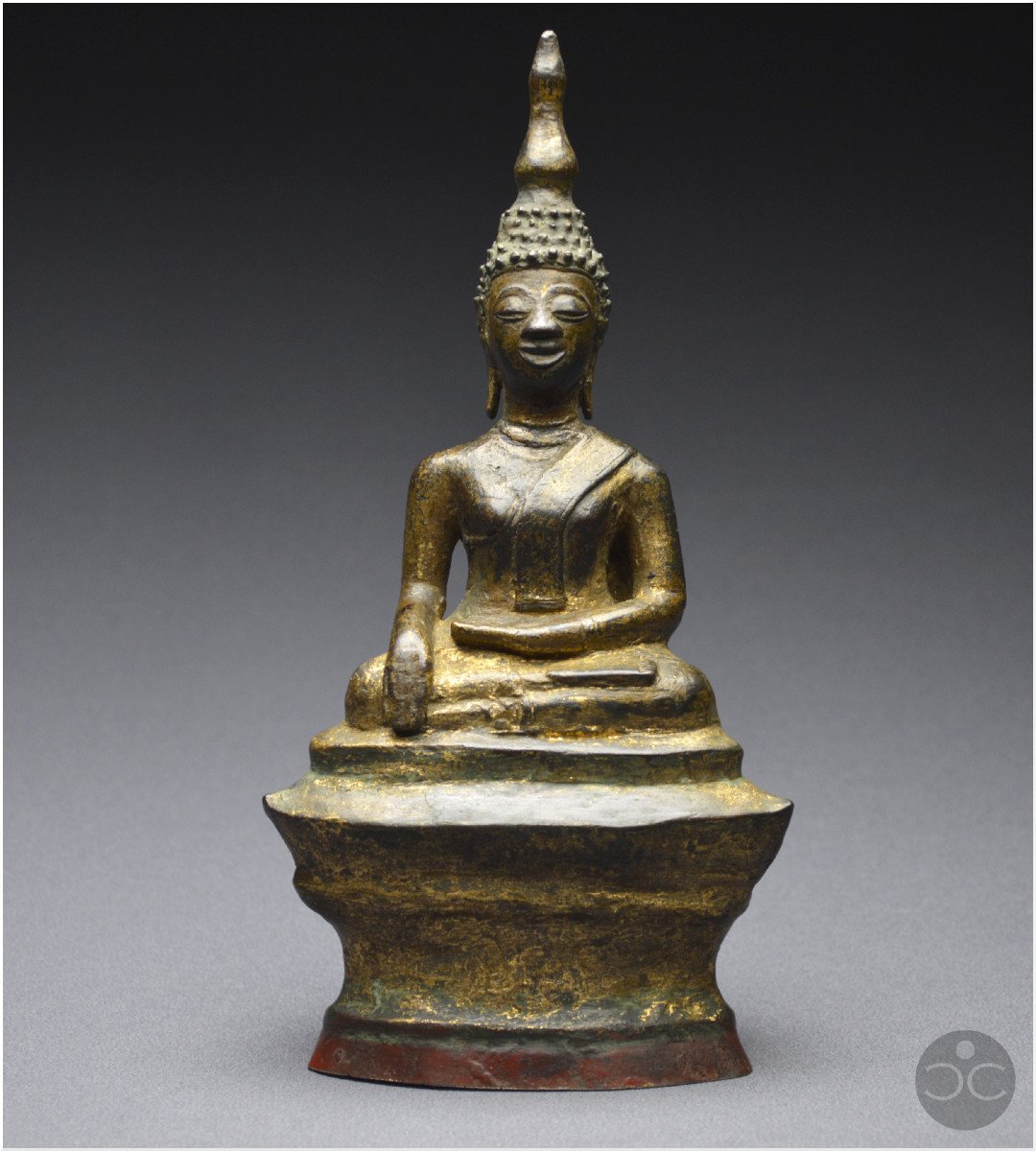 Laos, XVIIIème siècle, Bouddha en position bumisparsha mudra, Bronze anciennement laqué et doré -photo-3