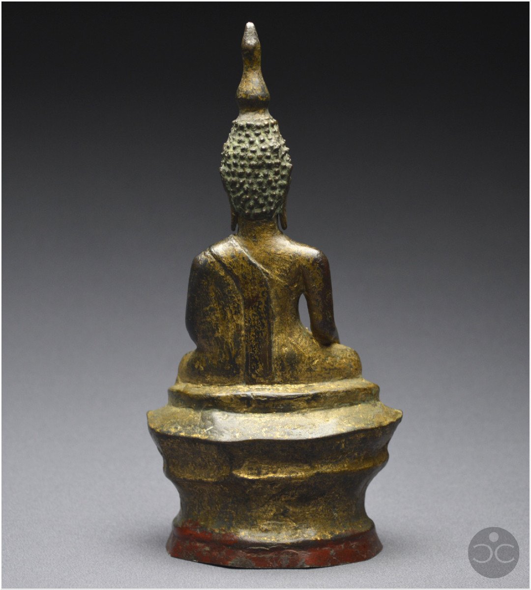 Laos, XVIIIème siècle, Bouddha en position bumisparsha mudra, Bronze anciennement laqué et doré -photo-2