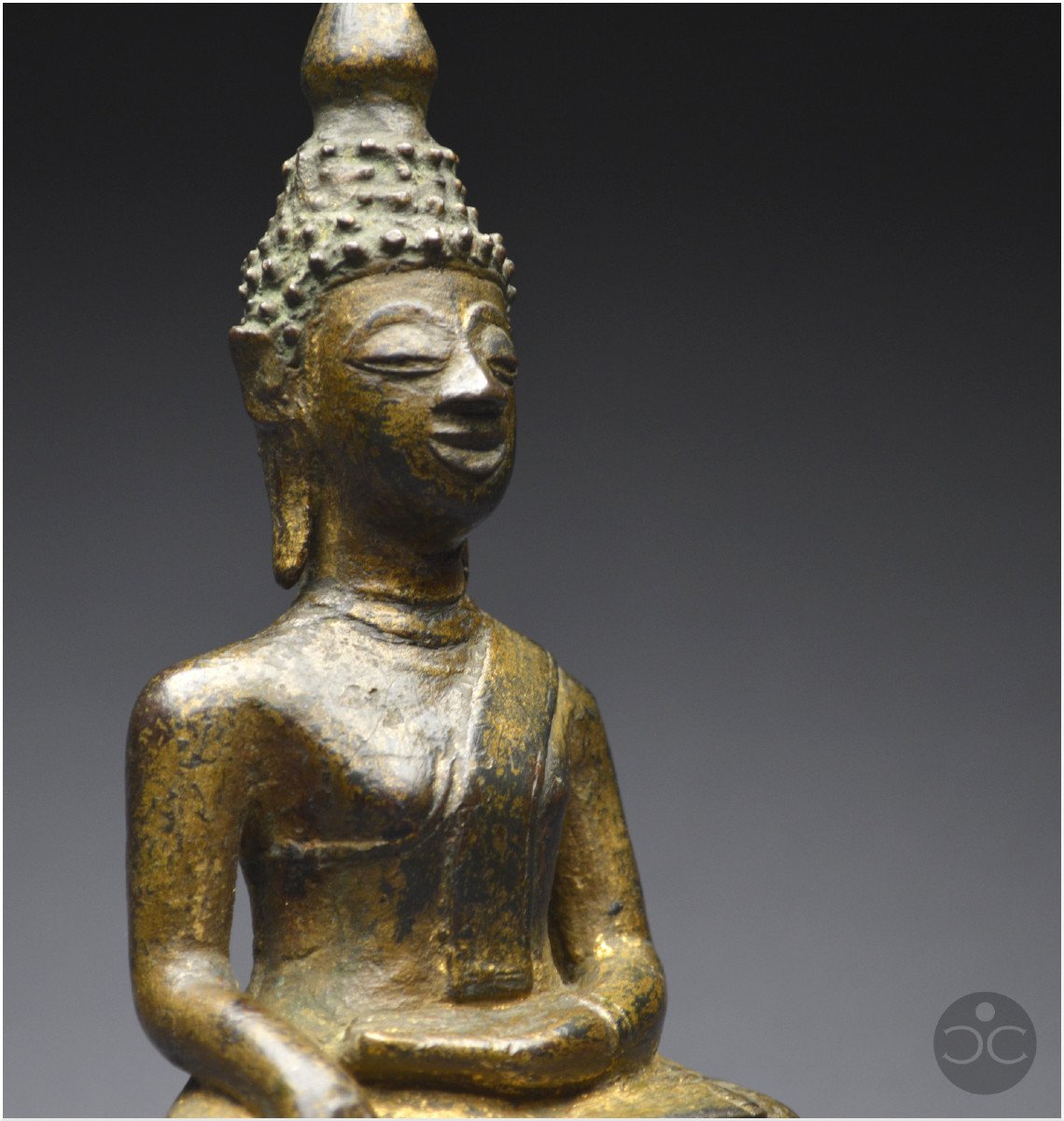 Laos, XVIIIème siècle, Bouddha en position bumisparsha mudra, Bronze anciennement laqué et doré -photo-3
